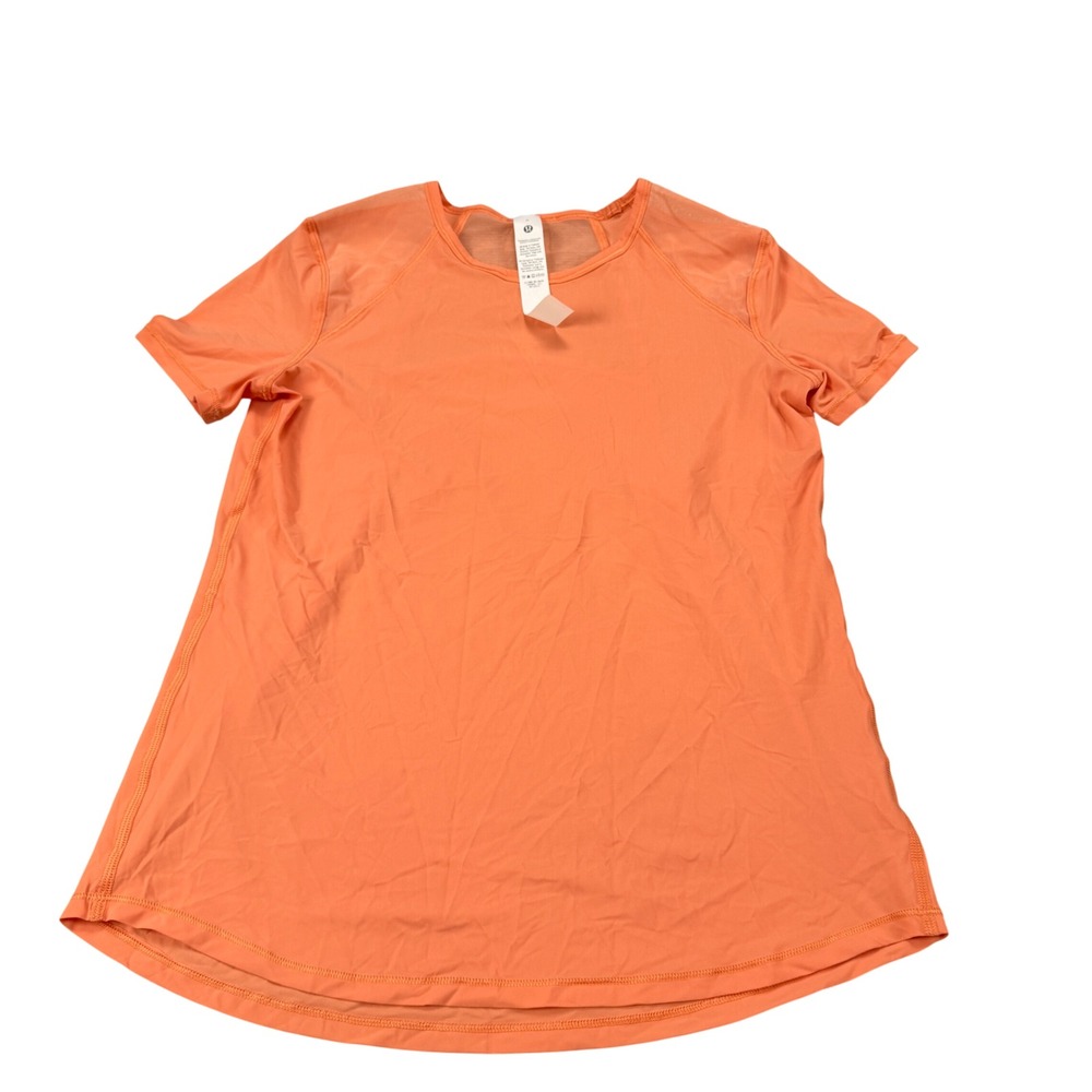 Lululemon Sculpt Short Sleeve Shirt Orange Mesh Training Top LW3HE9S Size 0